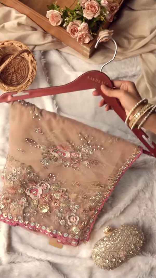 Beige Embroidered saree