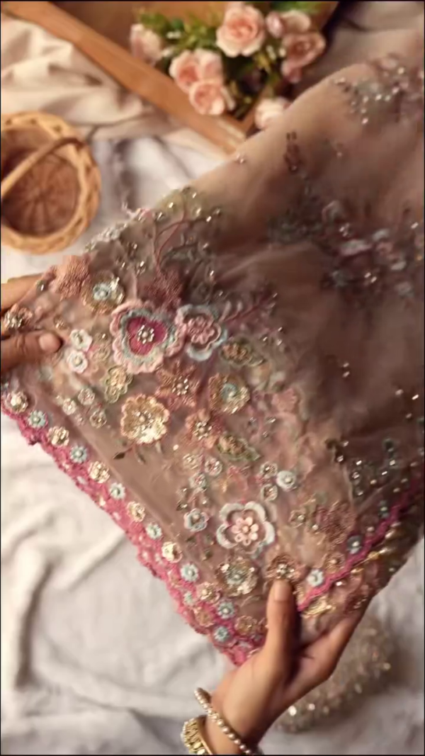 Beige Embroidered saree