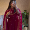 Red Embroidered Anarkali Suit