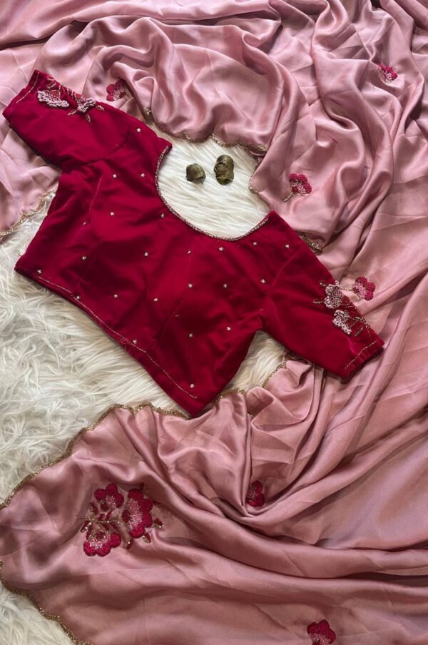 Premium Rangoli Silk Saree with Velvet Designer Blouse