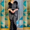 Black Zip Gown Saree with Attached Dupatta