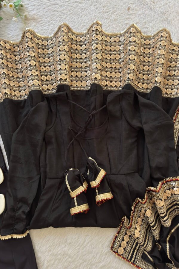 Black Color Gotta Work Anarkali Suit