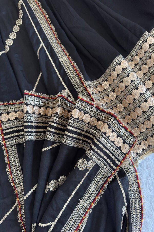 Black Color Gotta Work Anarkali Suit