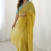 Charming Baby Yellow Sparkle Silk Ready-to-Wear Saree