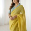 Charming Baby Yellow Sparkle Silk Ready-to-Wear Saree