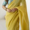 Charming Baby Yellow Sparkle Silk Ready-to-Wear Saree