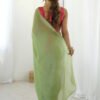 Graceful Moss Green Sparkle Silk Ready-to-Wear Saree
