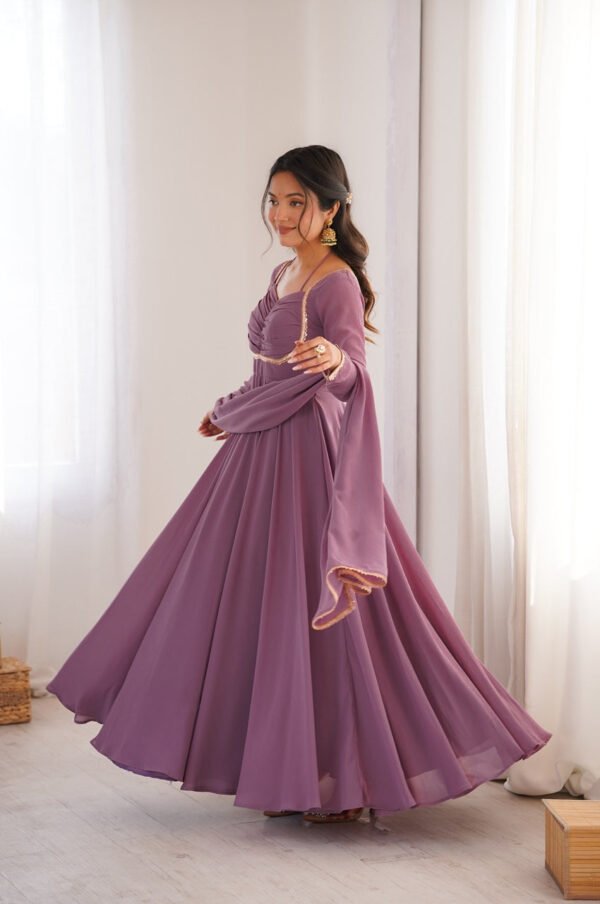Mauve Pink Fox Blooming Georgette Anarkali