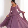 Mauve Pink Fox Blooming Georgette Anarkali