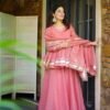 Elegant Pink Crushed Tissue Fabric Kurta Set
