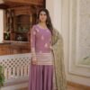 Onion Color Palazzo Suit with Embroidery Work