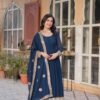 Royal Blue Faux Blooming Gown with Zari Sequins Embroidery