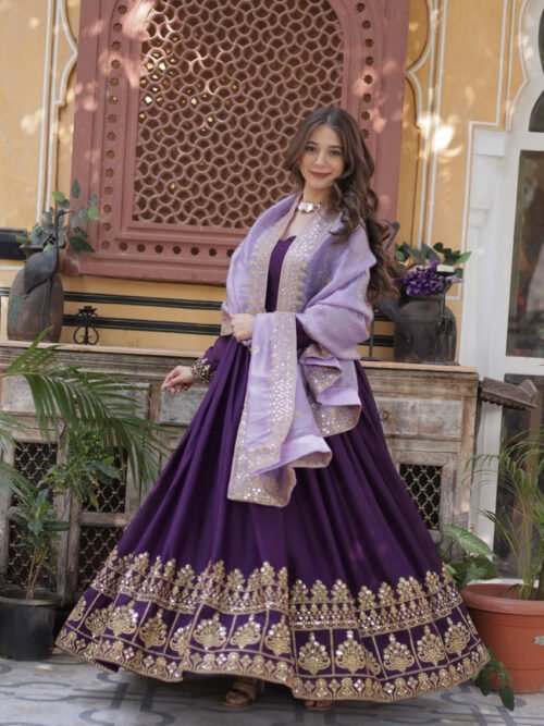 Purple Wedding Wear Gown
