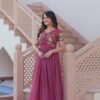 Ruby Color Jacket Style South Indian Gown Set