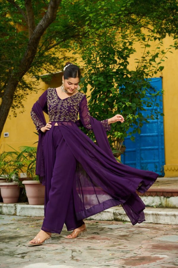 WINE COLOR DESIGNER KURTI PANT SET