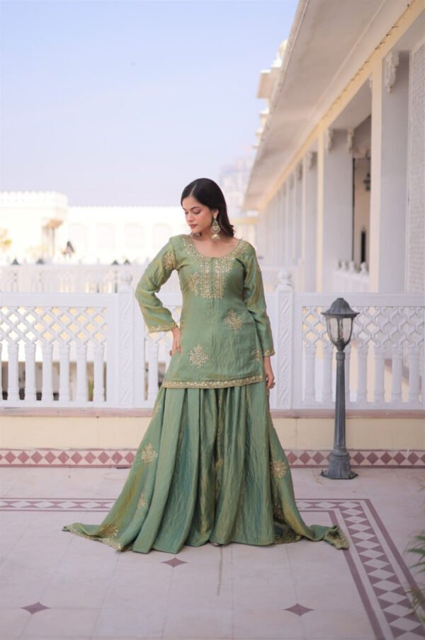 Misty Green Fendi Crush Sharara Set
