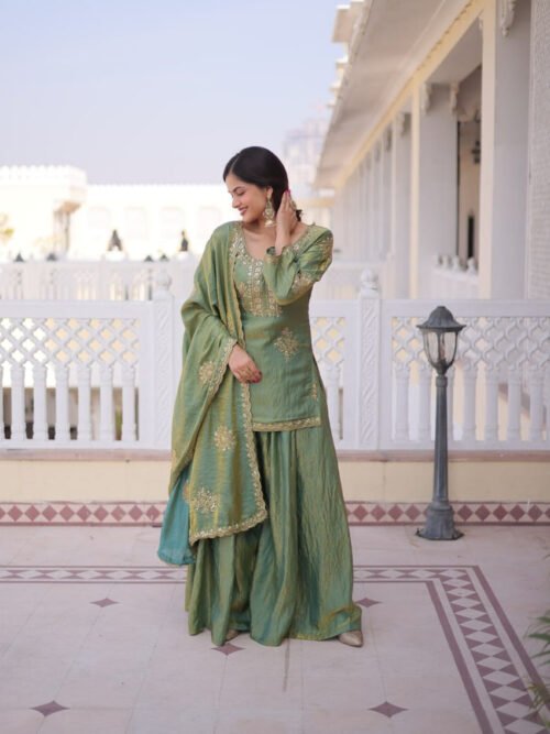 Misty Green Fendi Crush Sharara Set