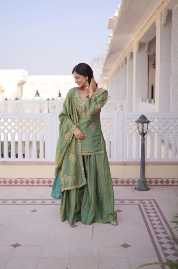 Misty Green Fendi Crush Sharara Set