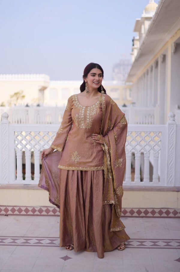 Pastel Chocolate Fendi Crush Sharara Set