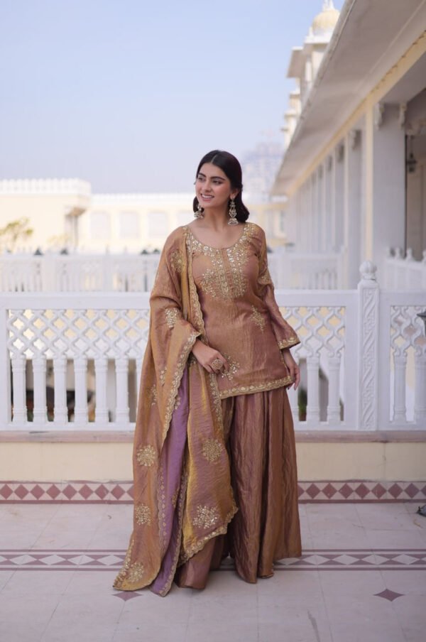 Pastel Chocolate Fendi Crush Sharara Set