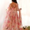 Peach Floral Georgette Anarkali Suit
