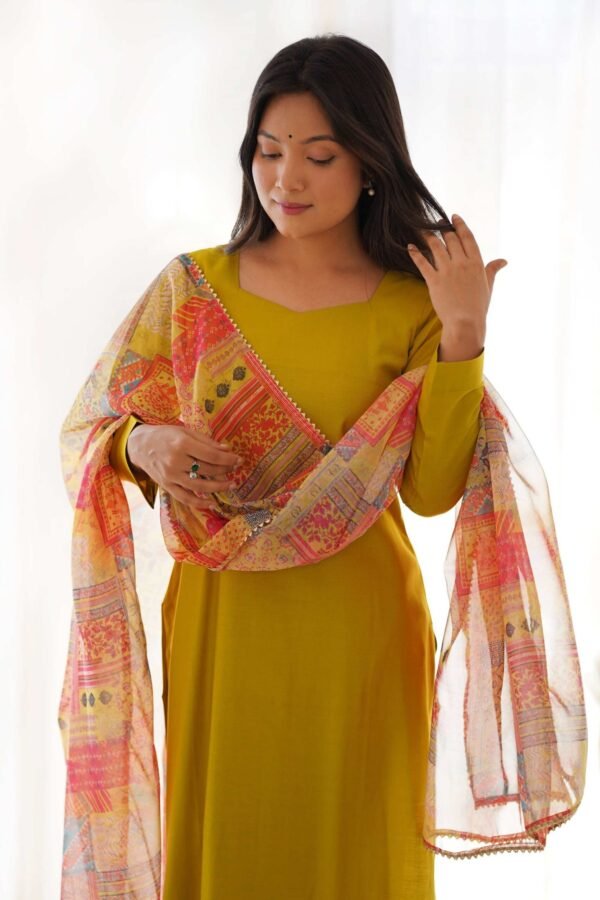 Mustard Viscose Straight Kurta Set for Office Wear