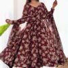 Elegant Multi Floral Print Fox Georgette Anarkali Suit Set
