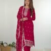 Rani Pink Straight Fit Kurta with Dupatta Set
