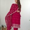 Rani Pink Straight Fit Kurta with Dupatta Set