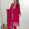 Rani Pink Straight Fit Kurta with Dupatta Set