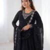 Black Georgette Embroidered Anarkali Suit Set