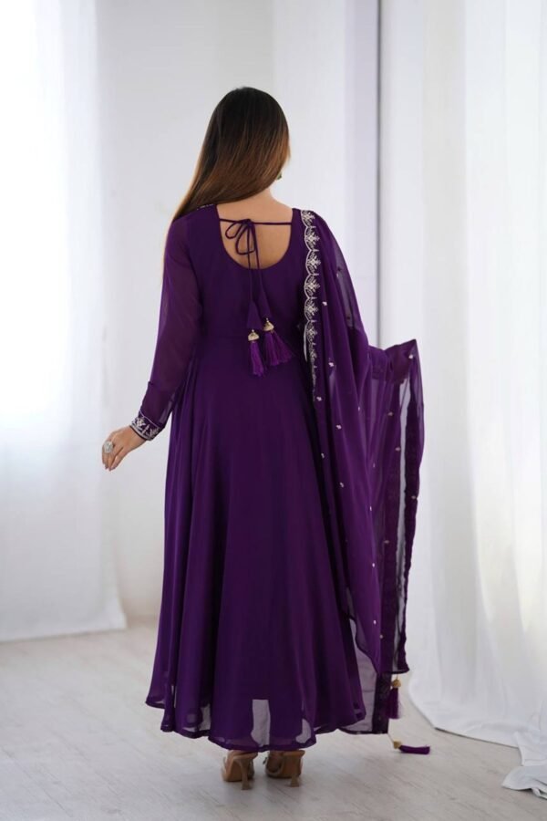 Purple Georgette Embroidered Anarkali Suit Set