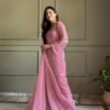 Pink Crunchy Silk Farshi Salwar Suit with Swarovski Work