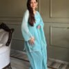 Cute Teal Crunchy Silk Farshi Salwar Suit