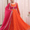 Orange Jacket Style Anarkali Suit Set