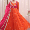 Orange Jacket Style Anarkali Suit Set