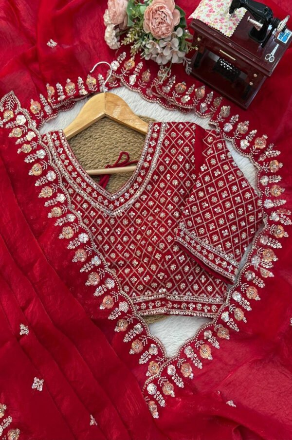 Red Fendy Silk Wedding Wear Saree