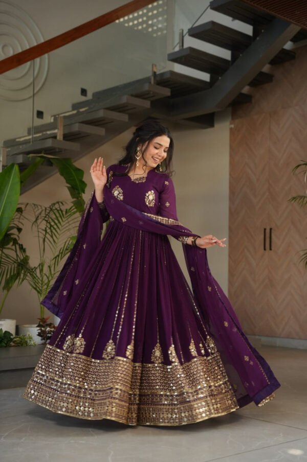 Violet Blooming Georgette Anarkali Gown
