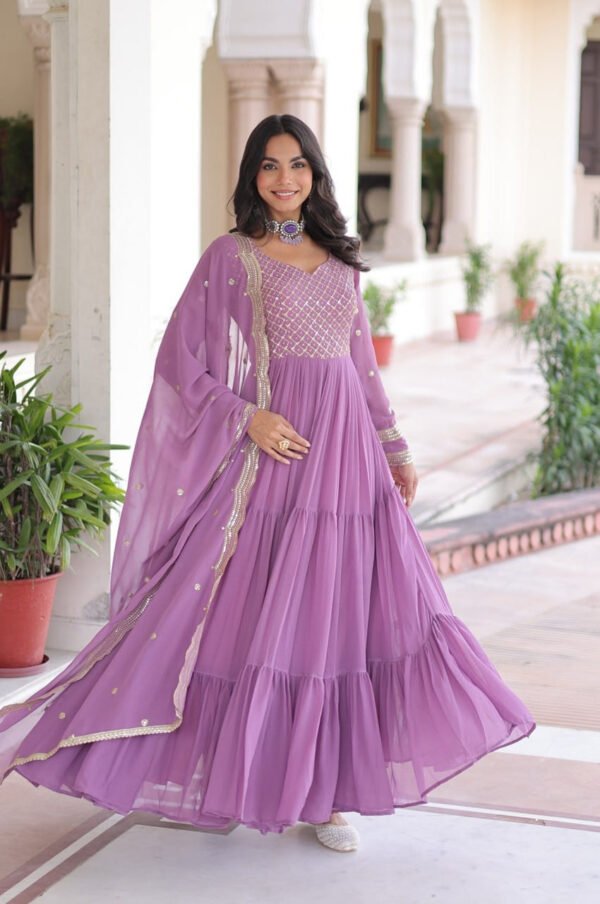 Onion Color Georgette Designer Gown