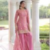 Charm Pink Color Fendy Silk Sharara Set
