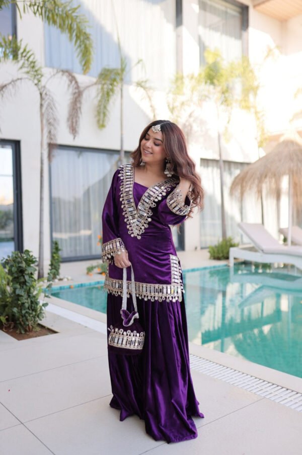 Royal Purple Ice Velvet Suit Set