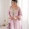Premium Metallic Pink Real Mirror Work Suit Set in HO Fabric