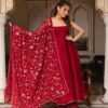 Maroon Soft Georgette Sleeveless Anarkali Suit