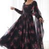Ready-to-Wear Black Floral Gown with Dupatta