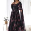 Ready-to-Wear Black Floral Gown with Dupatta