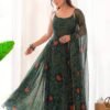 Green Bandhej Print Chiffon Gown with Dupatta - Lightweight & Flowy