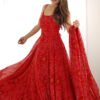 Red Bandhej Print Chiffon Anarkali Gown with Dupatta