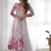Get Ready to Turn Heads with this Elegant White Floral Print Anarkali Set