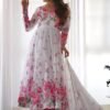 Get Ready to Turn Heads with this Elegant White Floral Print Anarkali Set