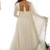 Exquisite White Heavy Pure Romansilk Anarkali Suit with Embroidery Sequence Dupatta